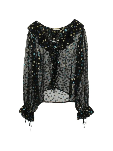 Saint Laurent Pre-Owned blouse volantée à pois (années 2010)