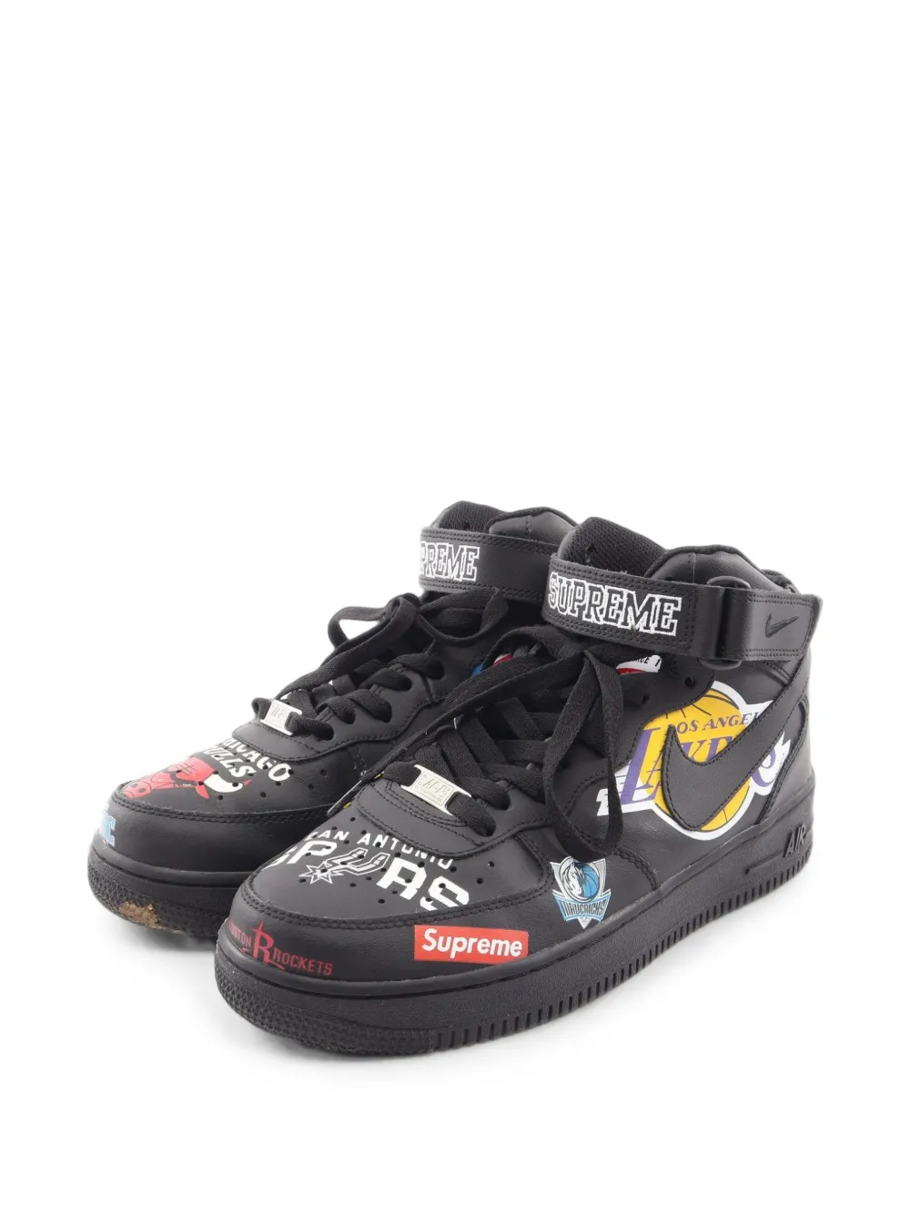 Pre-owned Nike 2010s X Supreme Nba Air Force 1 Mid '07 Sneakers In Black