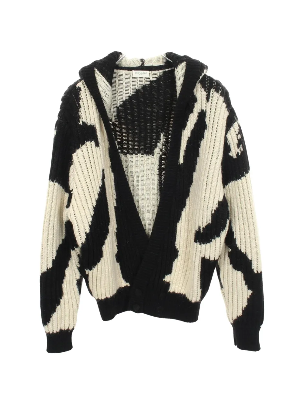 Saint Laurent Pre-Owned 2010s animal-print hooded cardigan - Schwarz