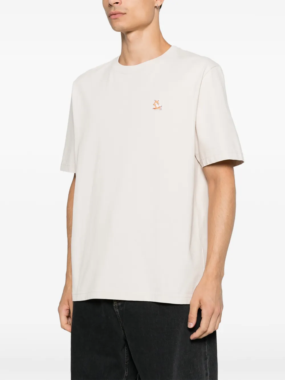Maison Kitsuné T-shirt met logopatch Beige