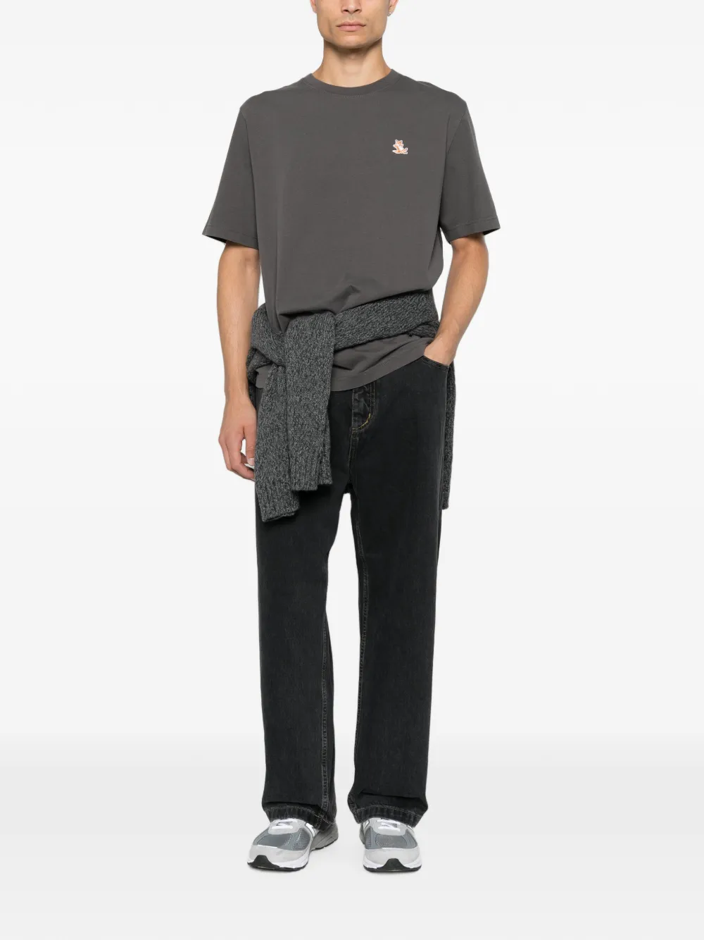 Maison Kitsuné T-shirt met logopatch Grijs