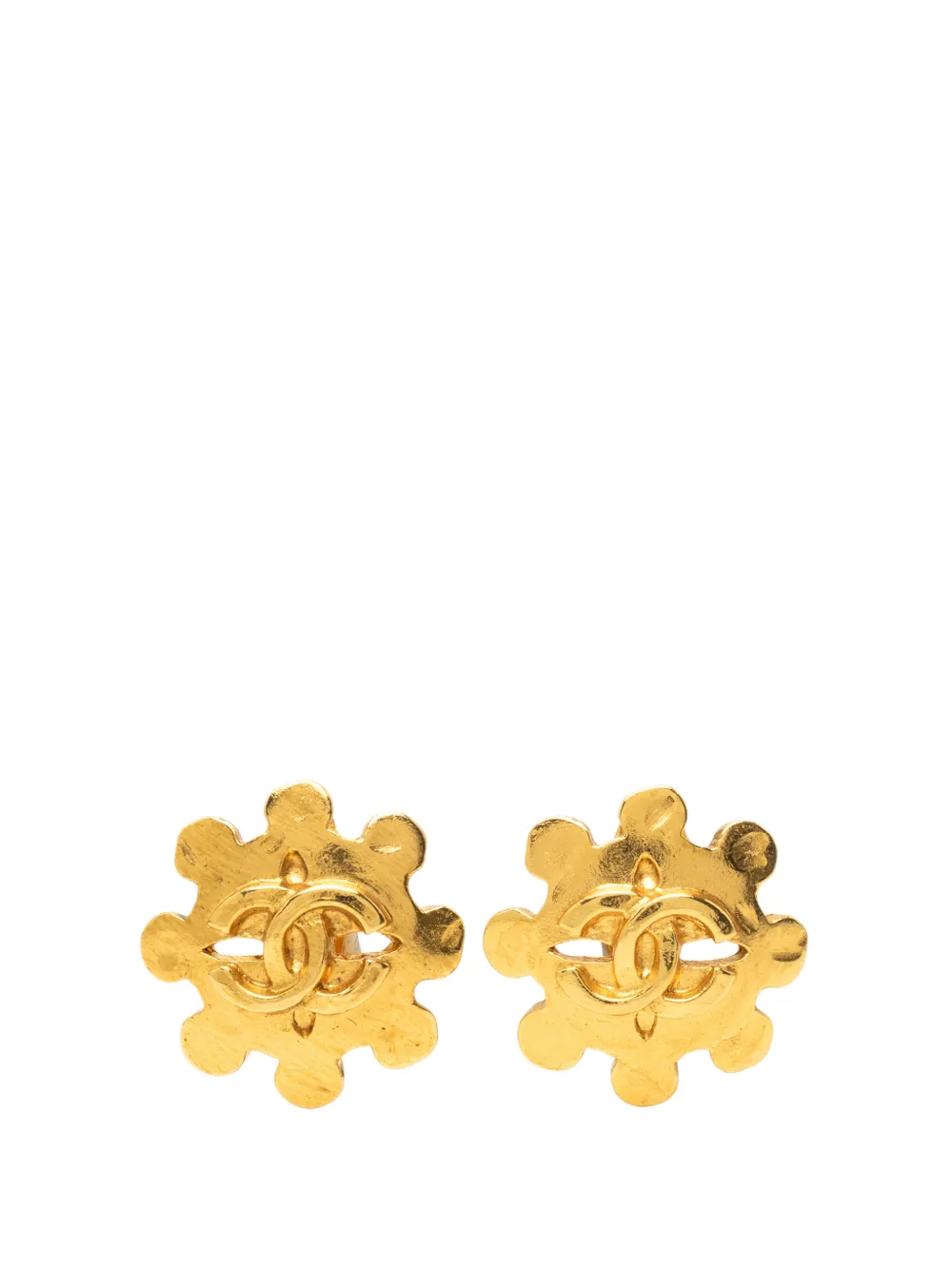 CHANEL Pre-Owned 1994 CC Gold Plated Flower Clip On Earrings costume earrings - Oro
