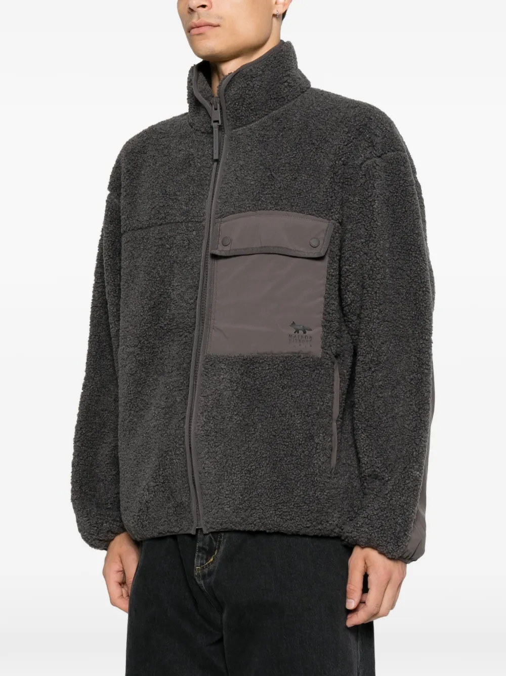 Maison Kitsuné fleece panelled jacket Grijs