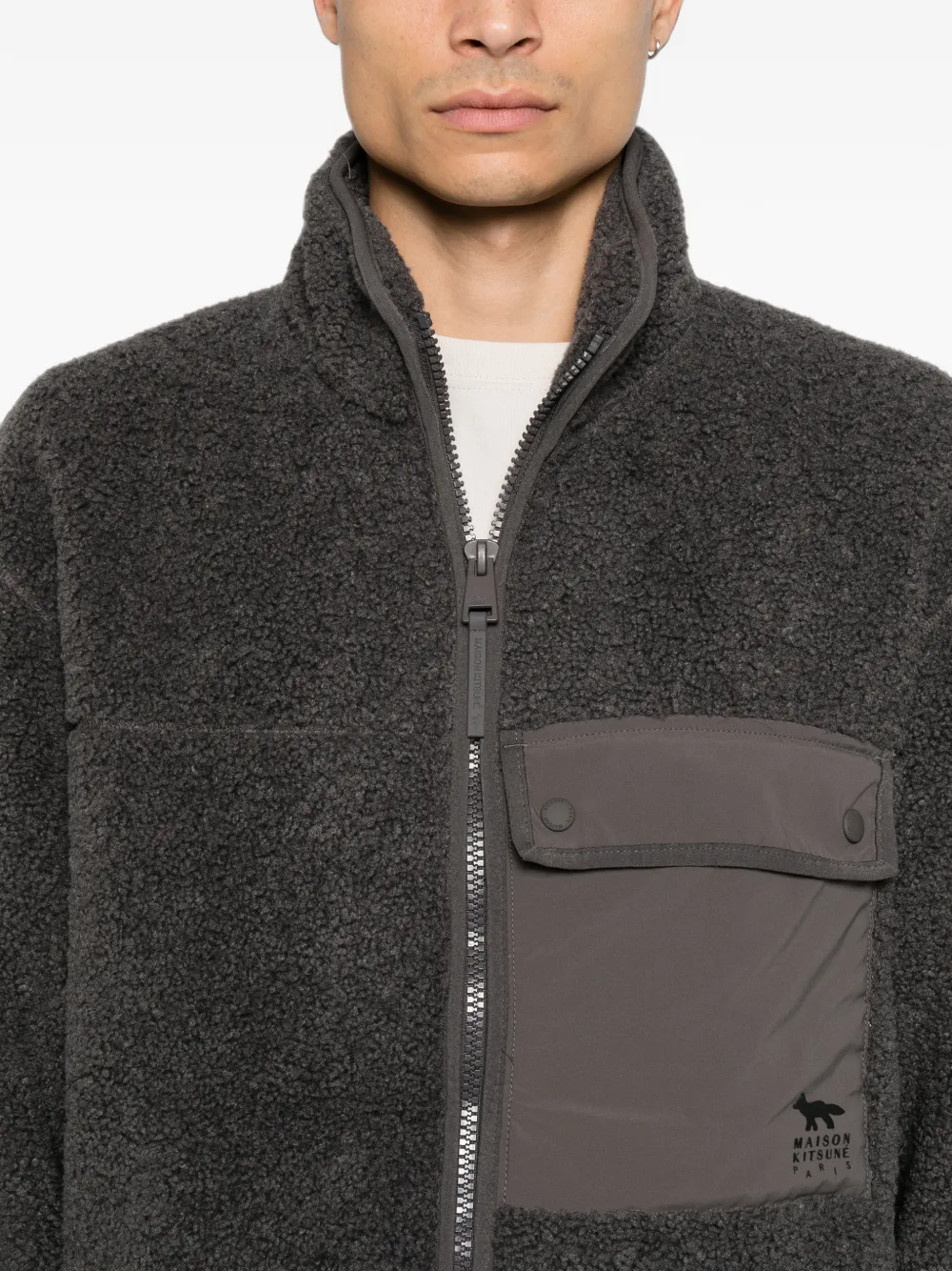 Maison Kitsuné fleece panelled jacket Grijs