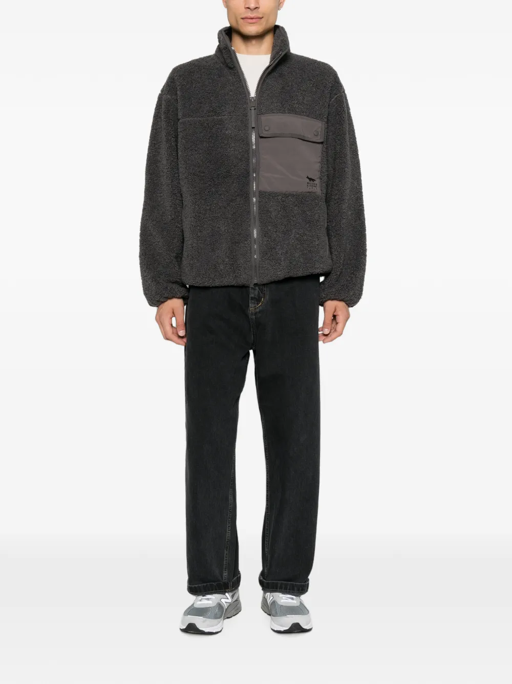 Maison Kitsuné fleece panelled jacket Grijs