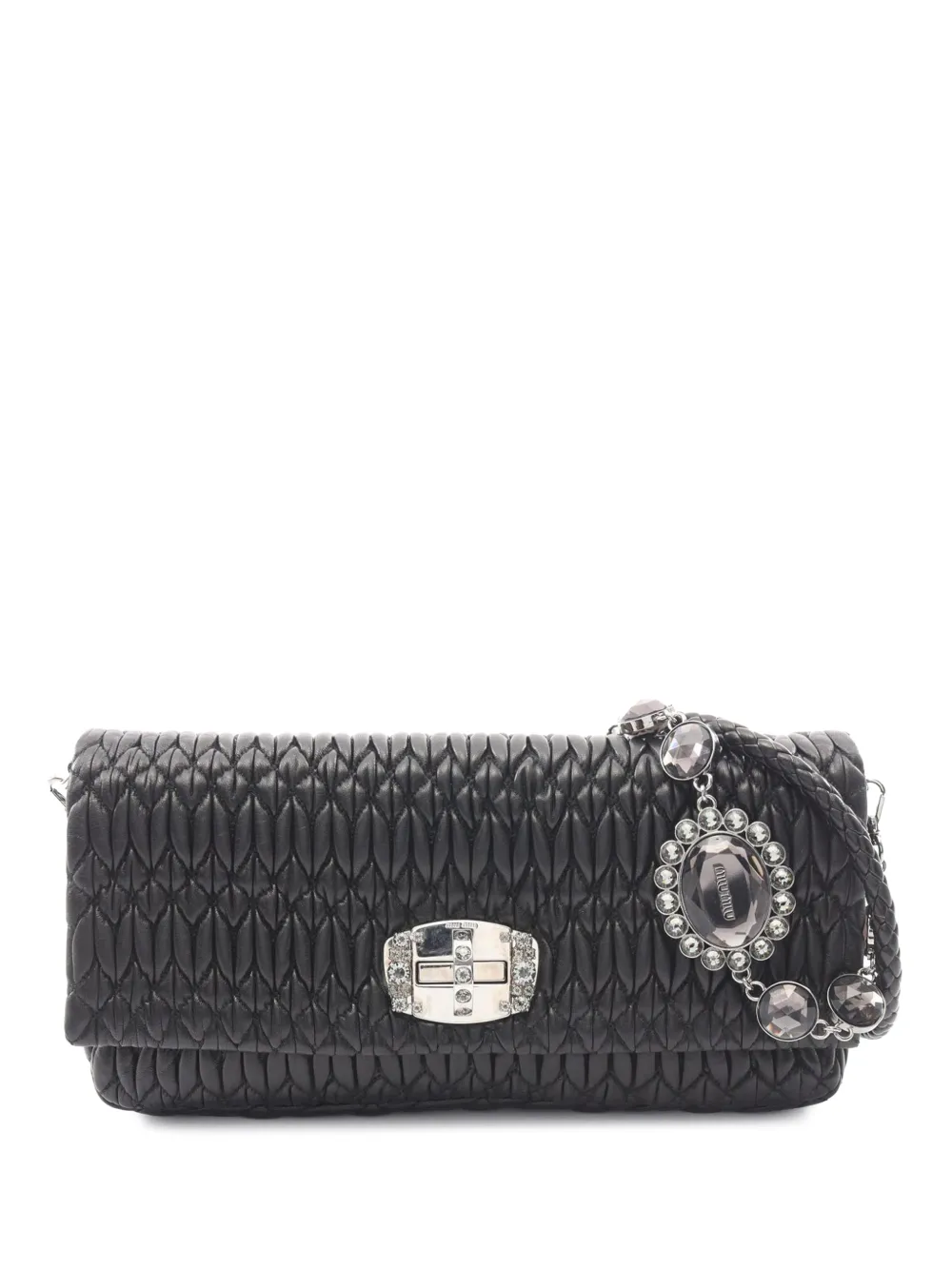 Miu Miu Pre-Owned 2010-2026 Matelasse Nappa Crystal Chain satchel - Nero
