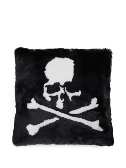 Mastermind World skull-motif faux-fur cushion