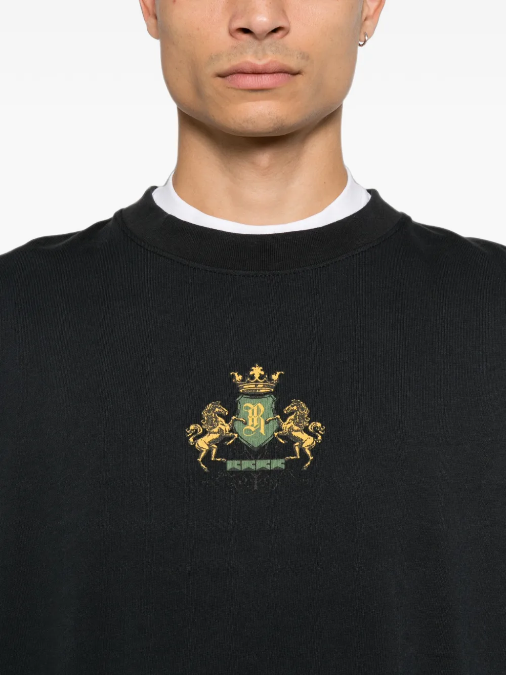 RHUDE Bordeaux Reserve T-shirt met lange mouwen en grafische print Zwart