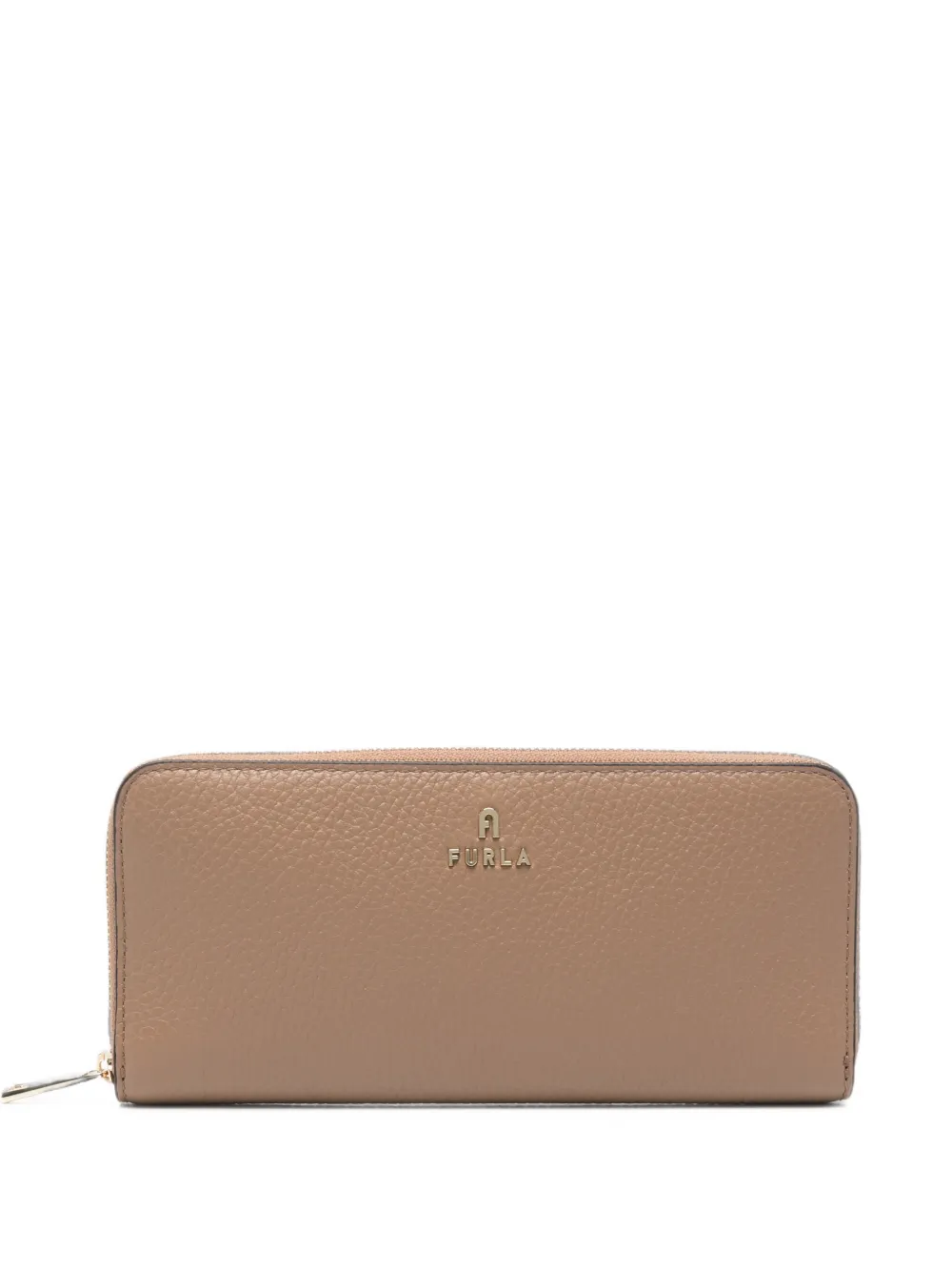Furla logo-plaque pebbled-leather wallet