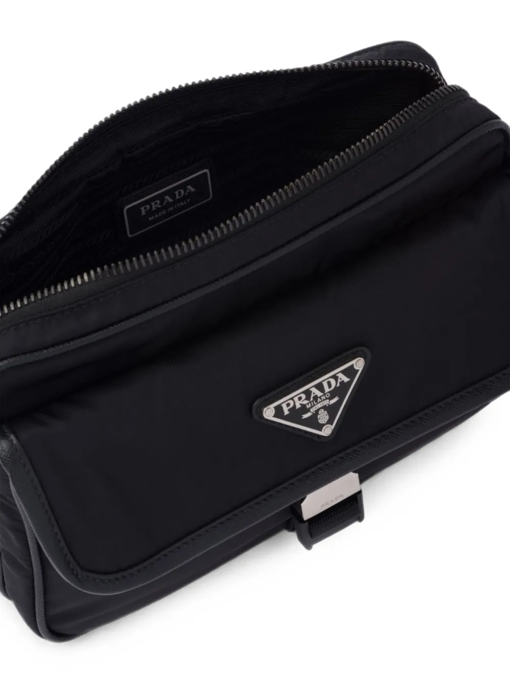 Prada Re-Nylon en Saffiano leren schoudertas Zwart