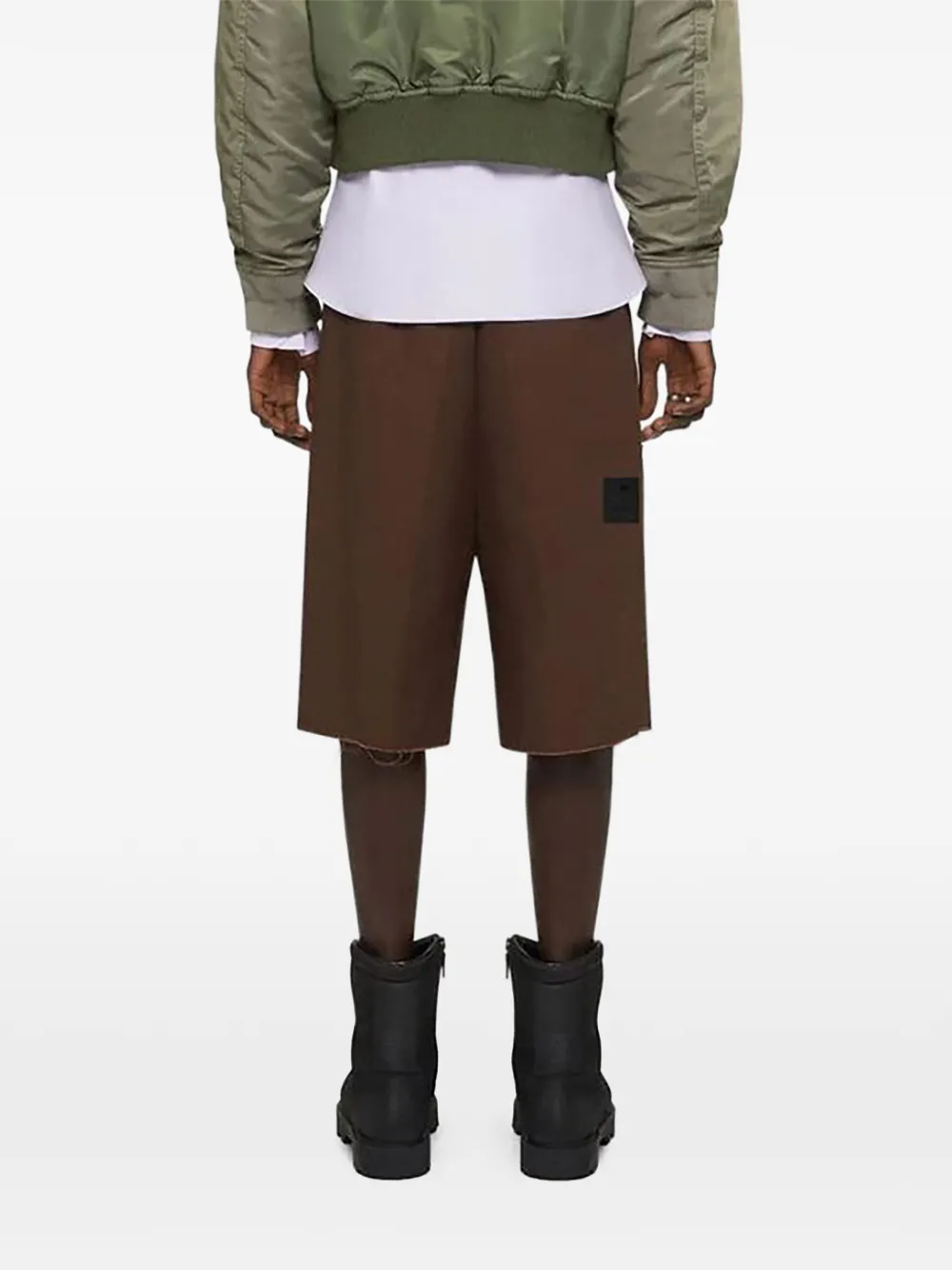 Givenchy Bermuda shorts met wijde pijpen en gerafelde zoom Bruin