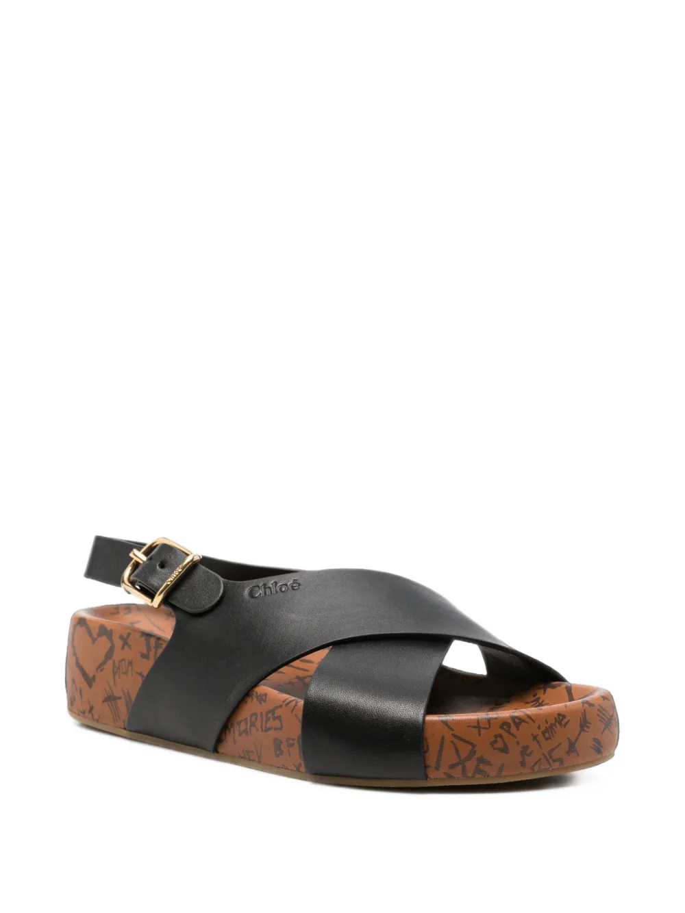 Chloé Maxime graffiti-print sandals Zwart