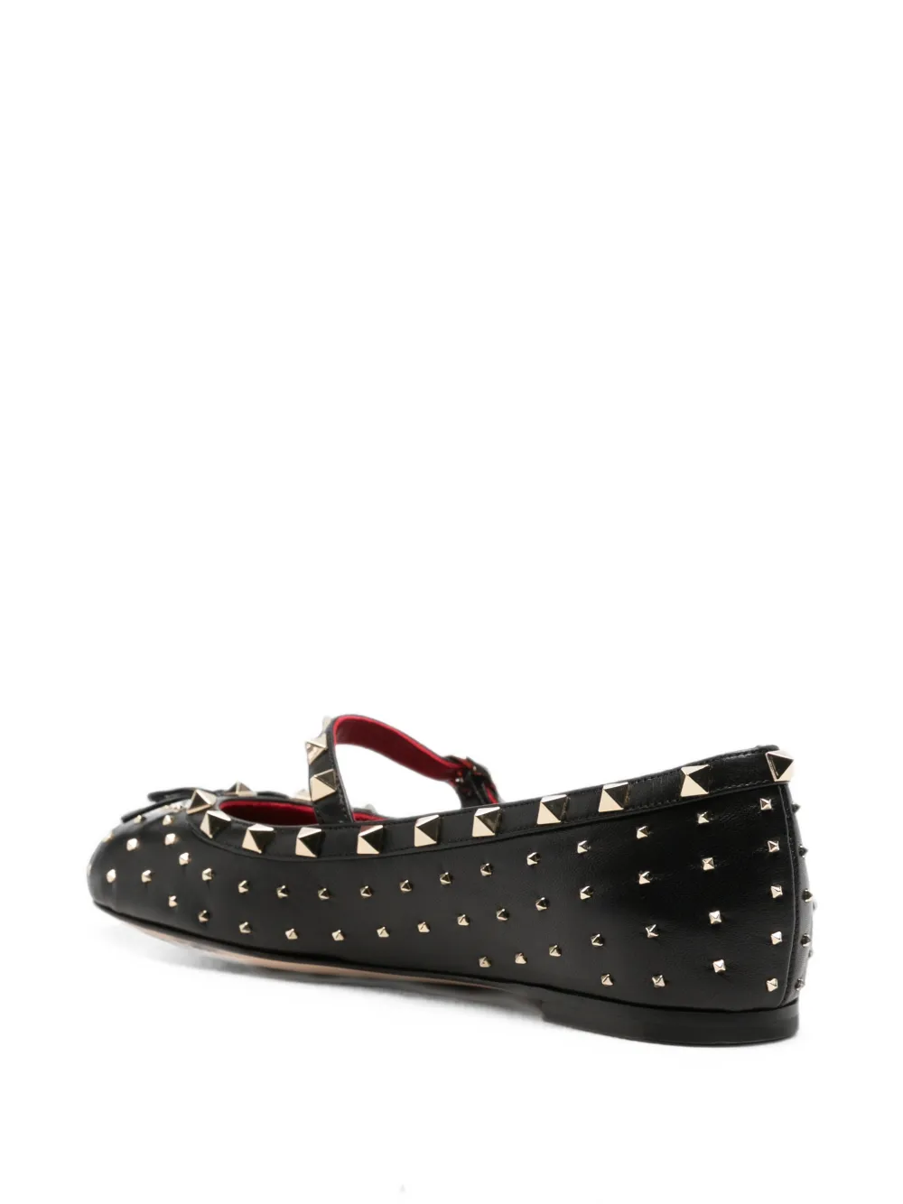 Valentino Garavani Mary-Jane Rockstud nappa ballerinas 05mm Zwart