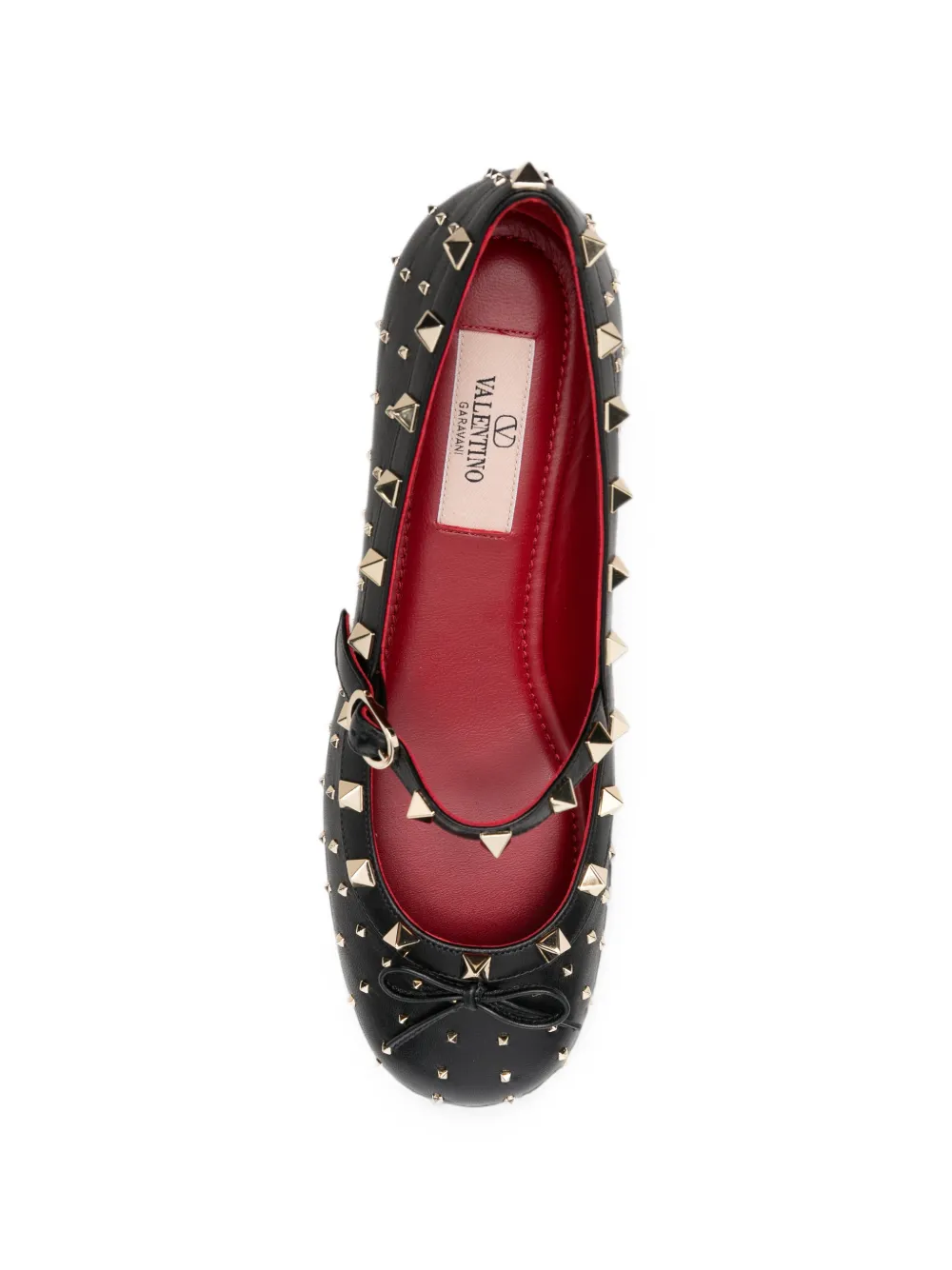 Valentino Garavani Mary-Jane Rockstud nappa ballerinas 05mm Zwart