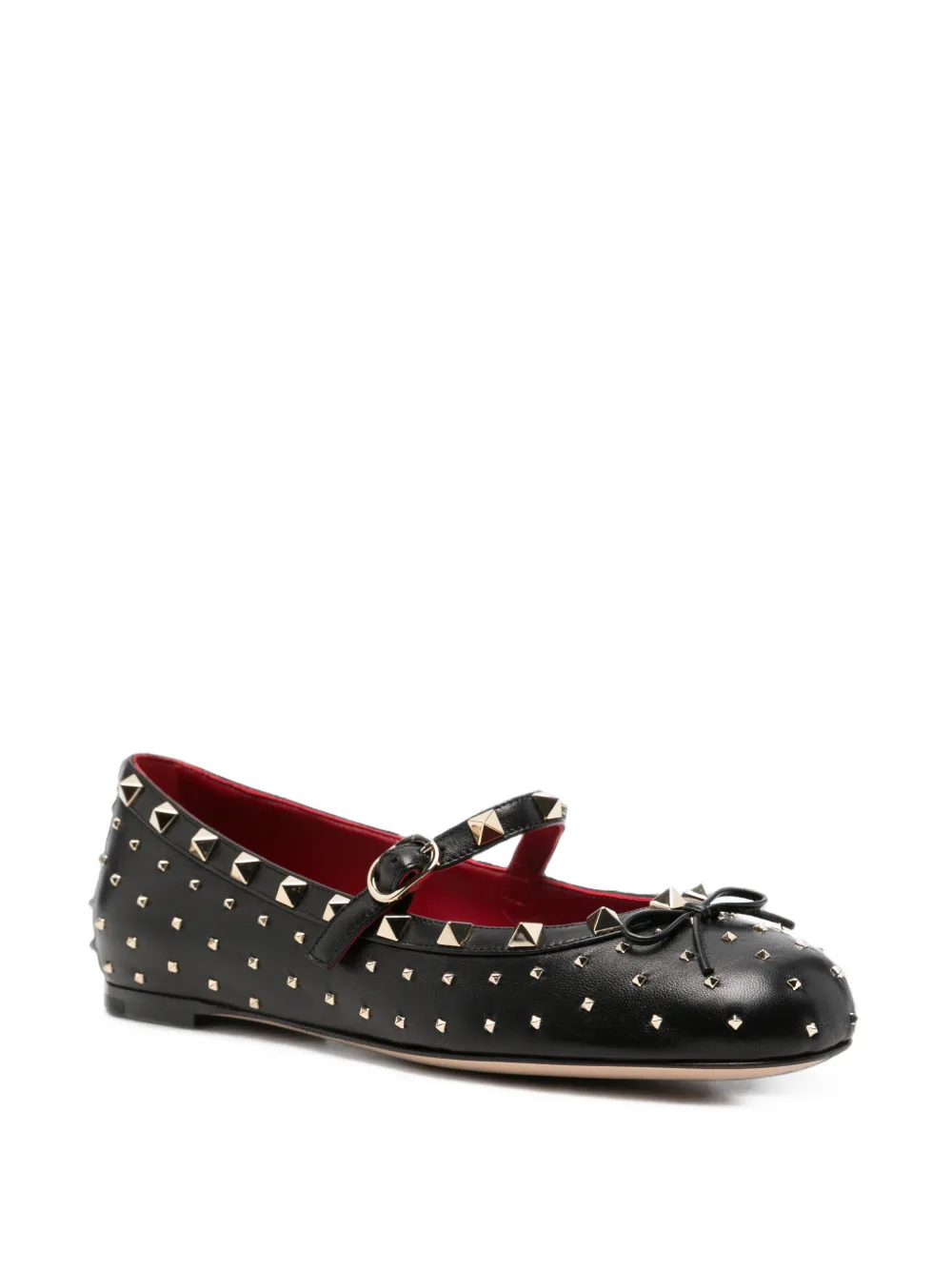Valentino Garavani Mary-Jane Rockstud nappa ballerinas 05mm Zwart