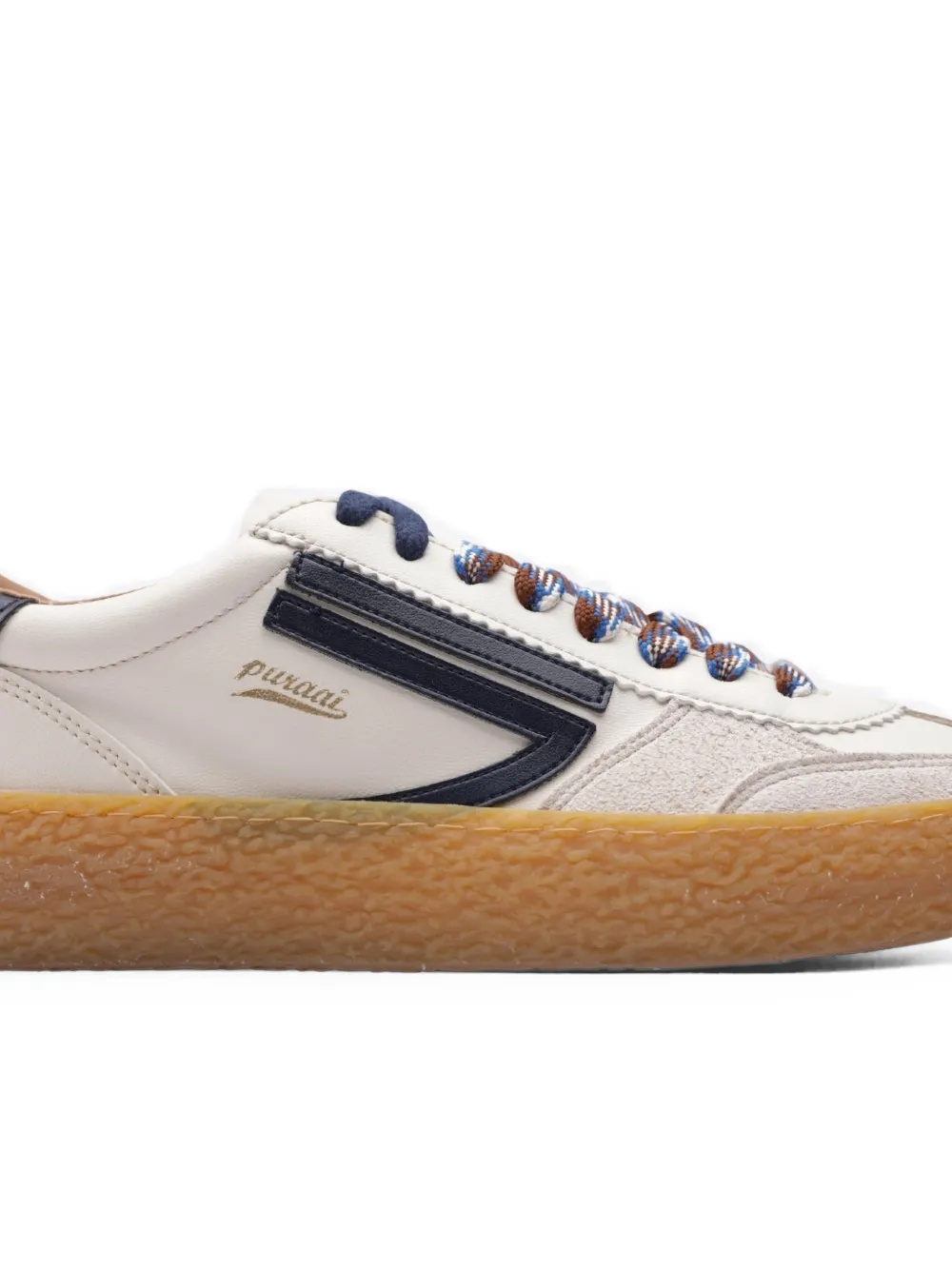 Puraai panelled leather sneakers Wit