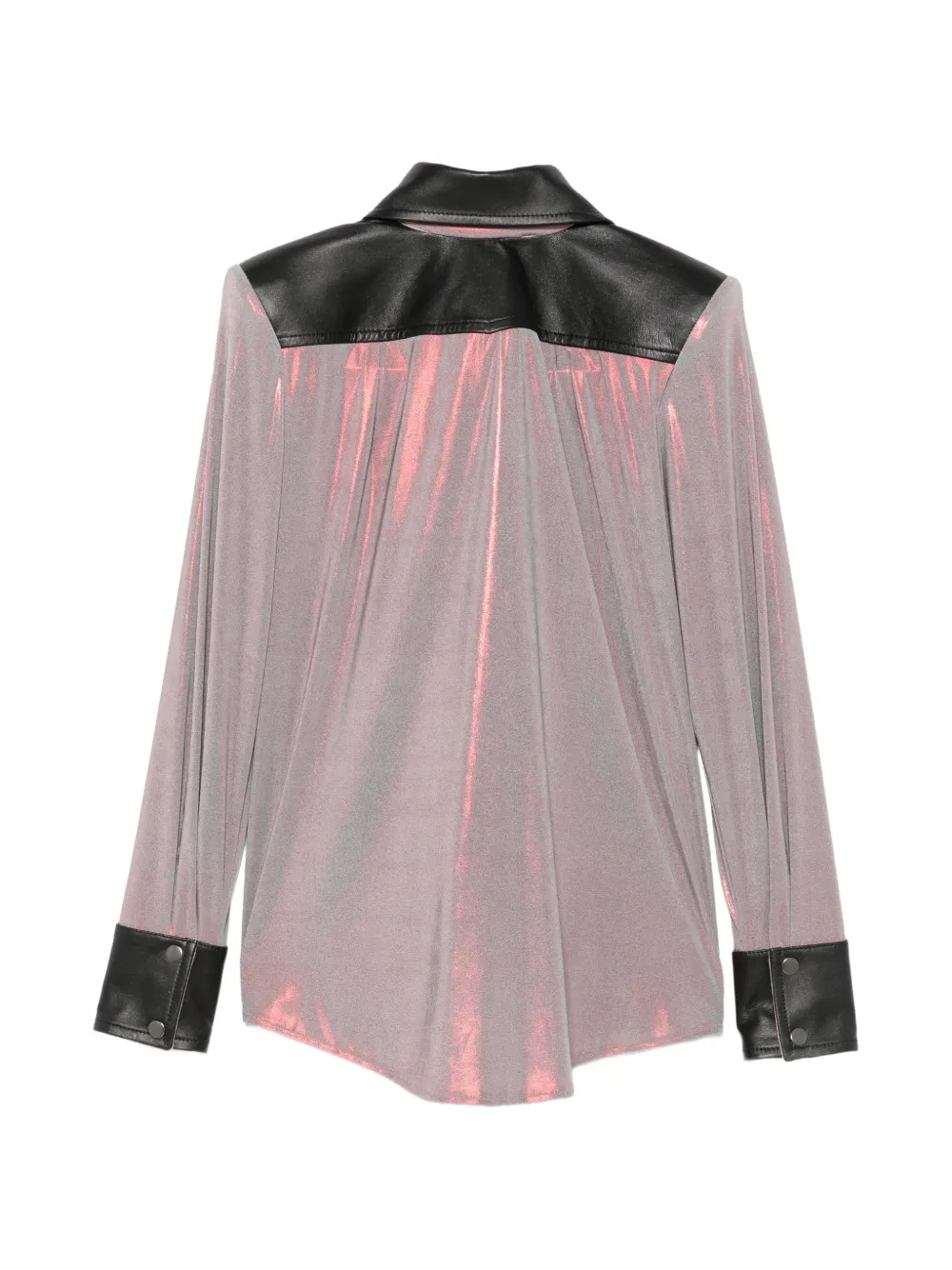 MITILIANE COUTURE holographic leather-trimmed shirt Rood