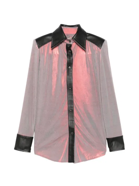MITILIANE COUTURE holographic leather-trimmed shirt
