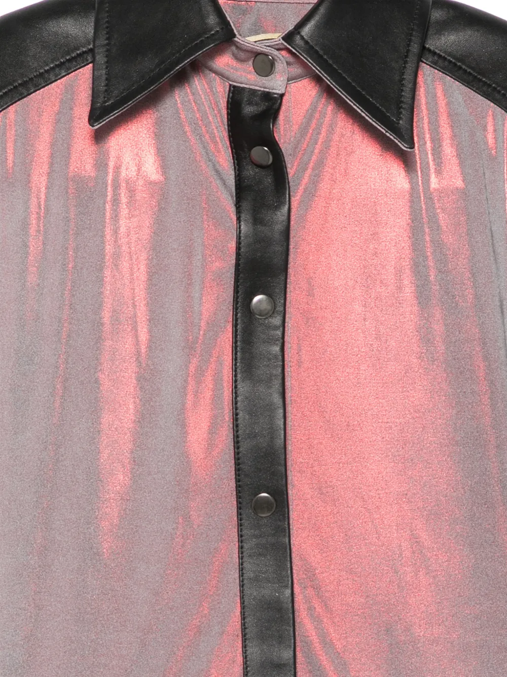 MITILIANE COUTURE holographic leather-trimmed shirt Rood