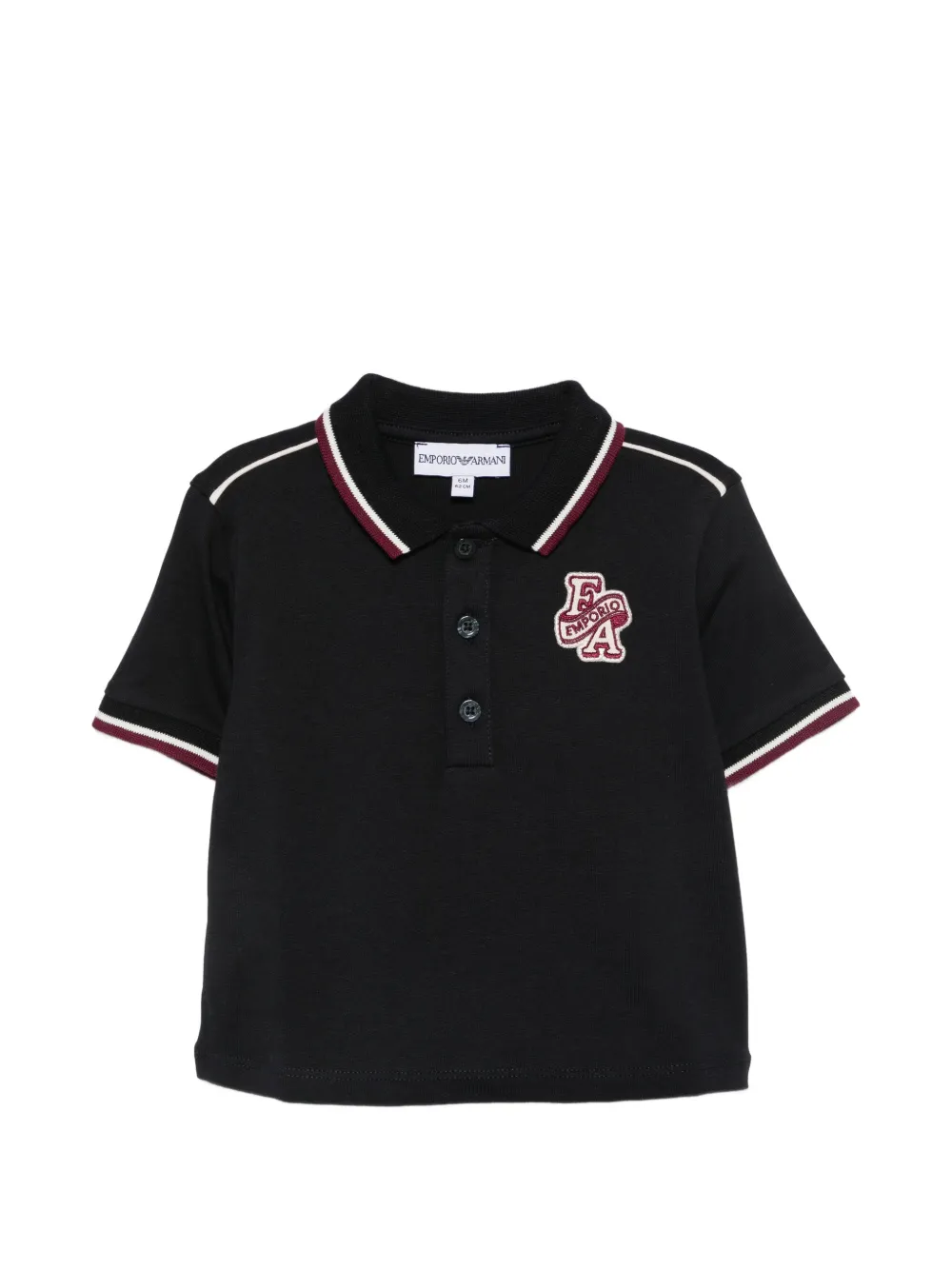 Emporio Armani Kids Polo crop con applicazione logo - Nero