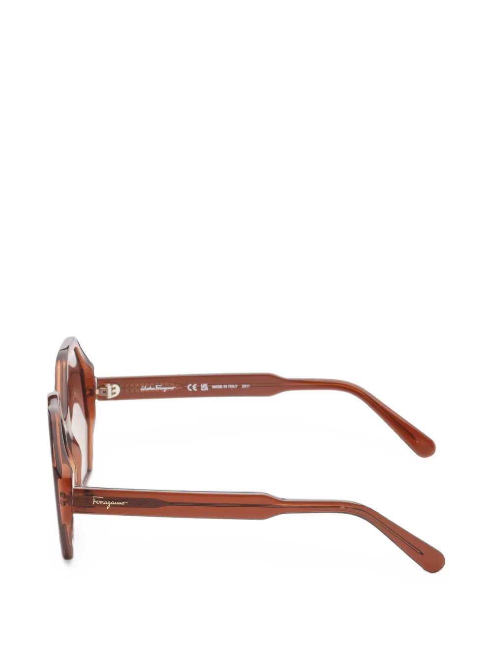 Ferragamo Eyewear Zonnebril met geometrisch montuur Bruin