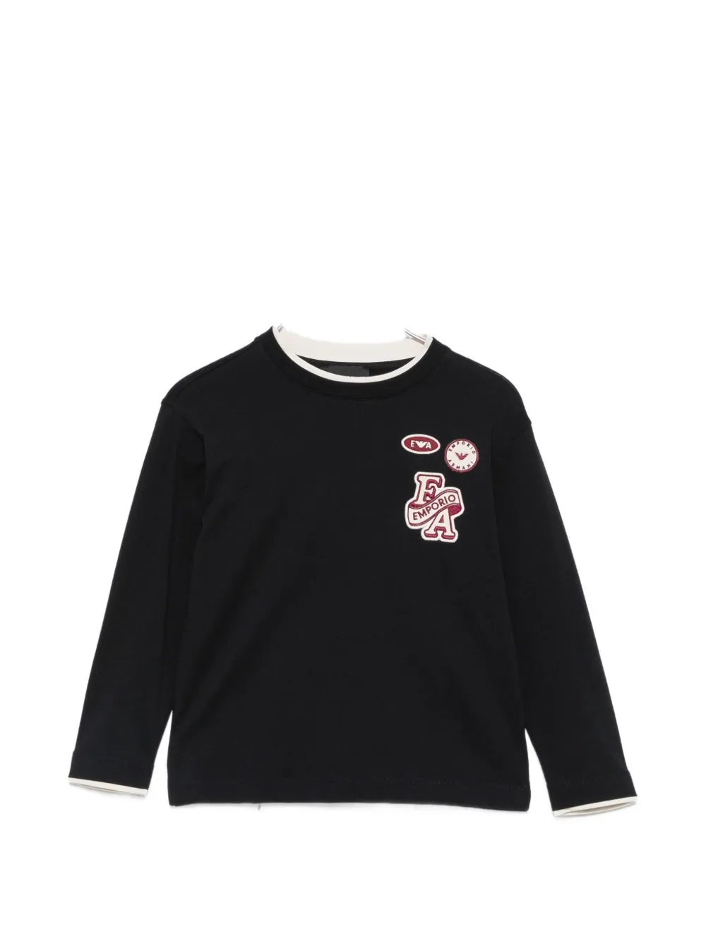 Emporio Armani Kids logo-patch long-sleeve T-shirt - Nero
