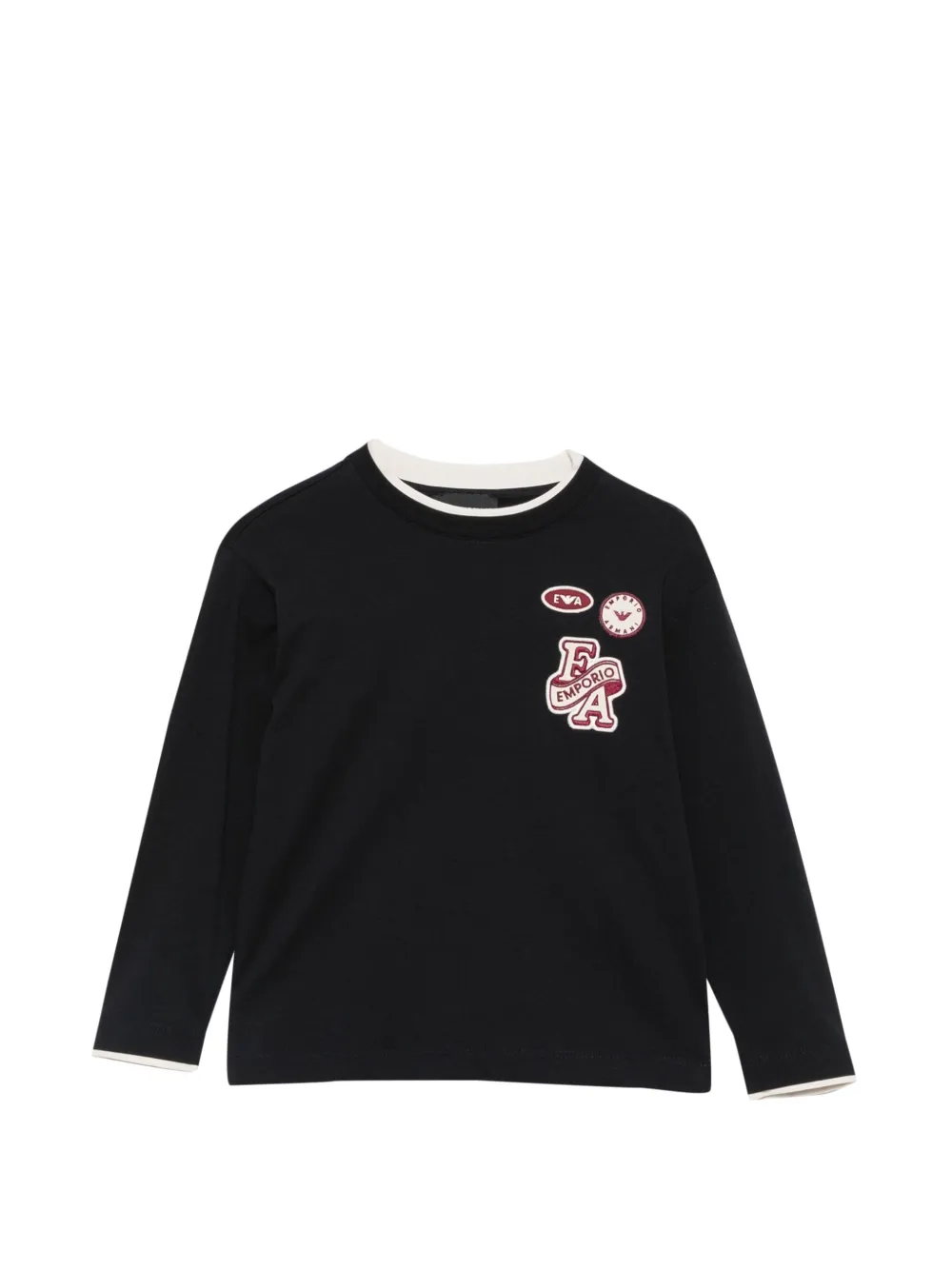 Emporio Armani Kids logo-patch long-sleeve T-shirt - Nero