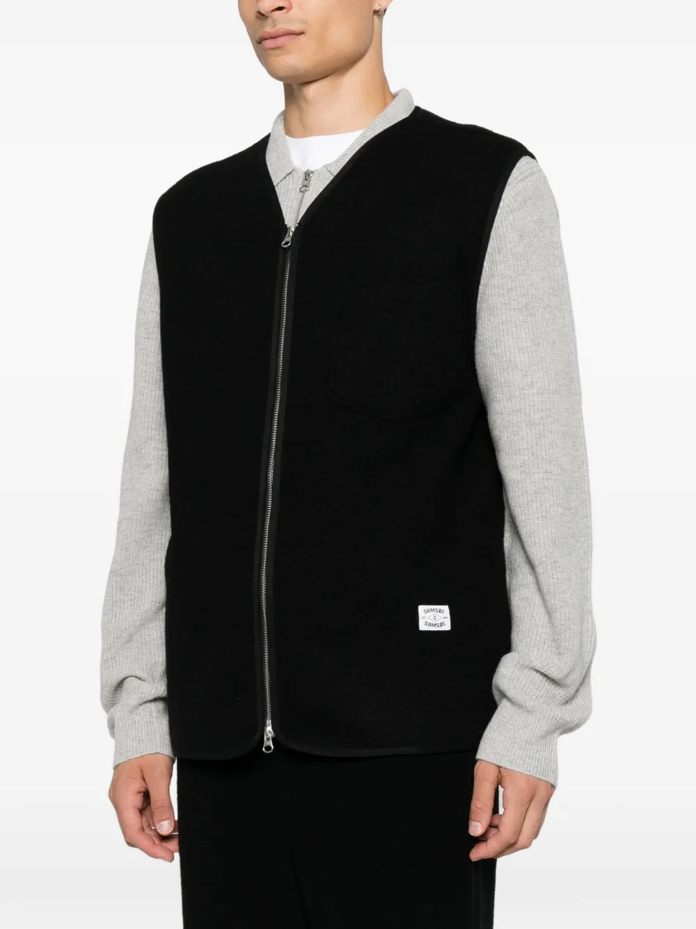 SAMSOE zip-up gilet Zwart