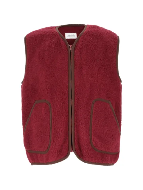 AMISH fleece-texture zip-up gilet