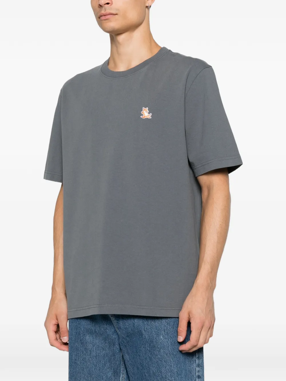 Maison Kitsuné T-shirt met vossenpatch Grijs