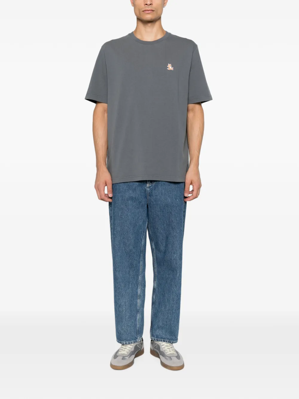 Maison Kitsuné T-shirt met vossenpatch Grijs