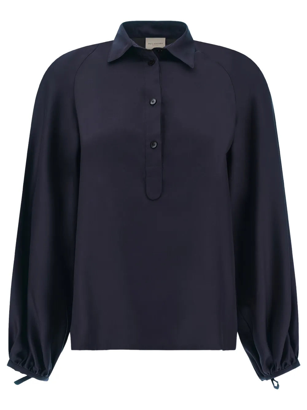 Paul & Shark Zijden blouse met ballonmouwen Blauw