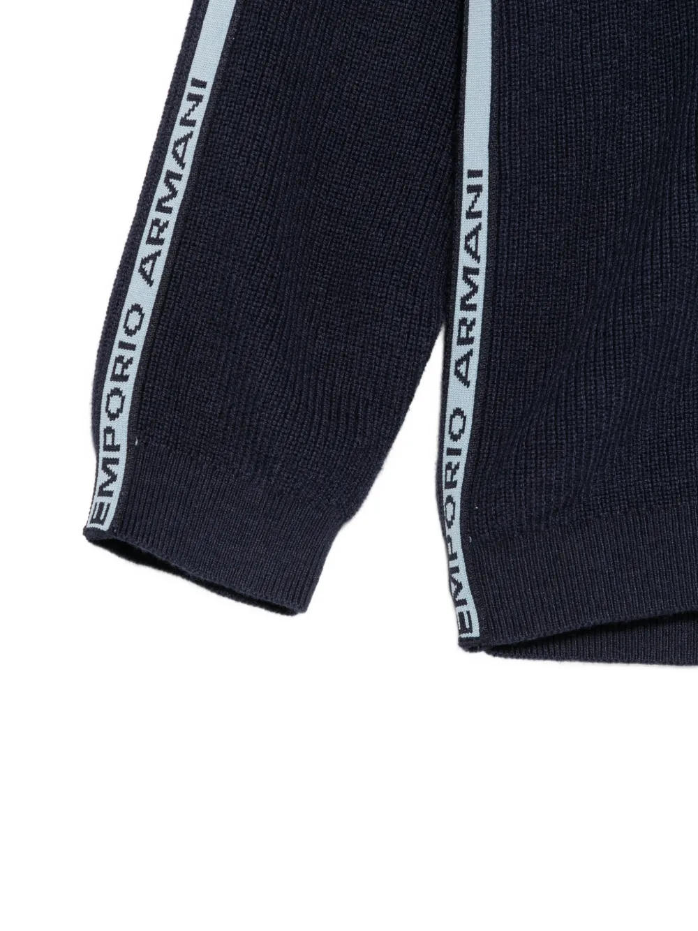 Emporio Armani Kids Geribbelde trui met logoband Blauw