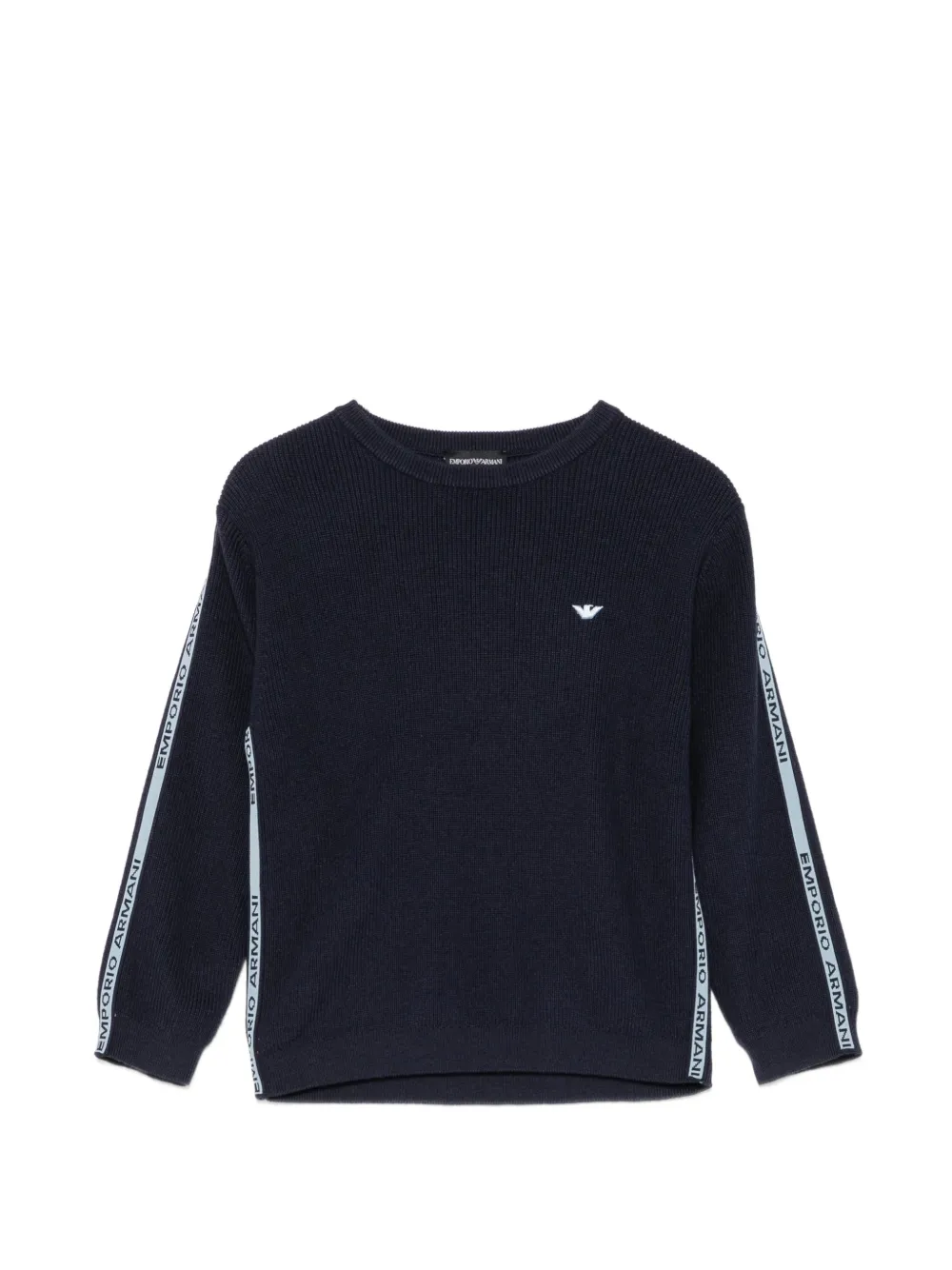 Emporio Armani Kids logo-tape ribbed sweater - Blu