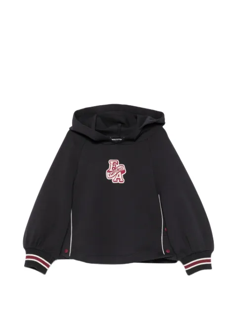 Emporio Armani Kids logo-patch press-stud hoodie