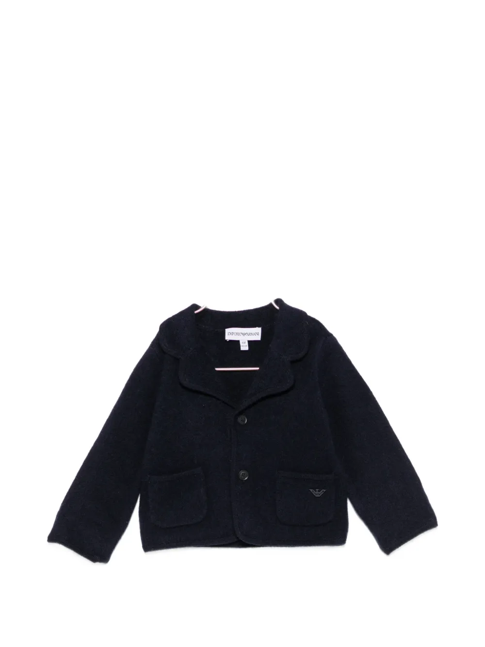 Emporio Armani Kids logo-embroidered button-up cardigan - Blau