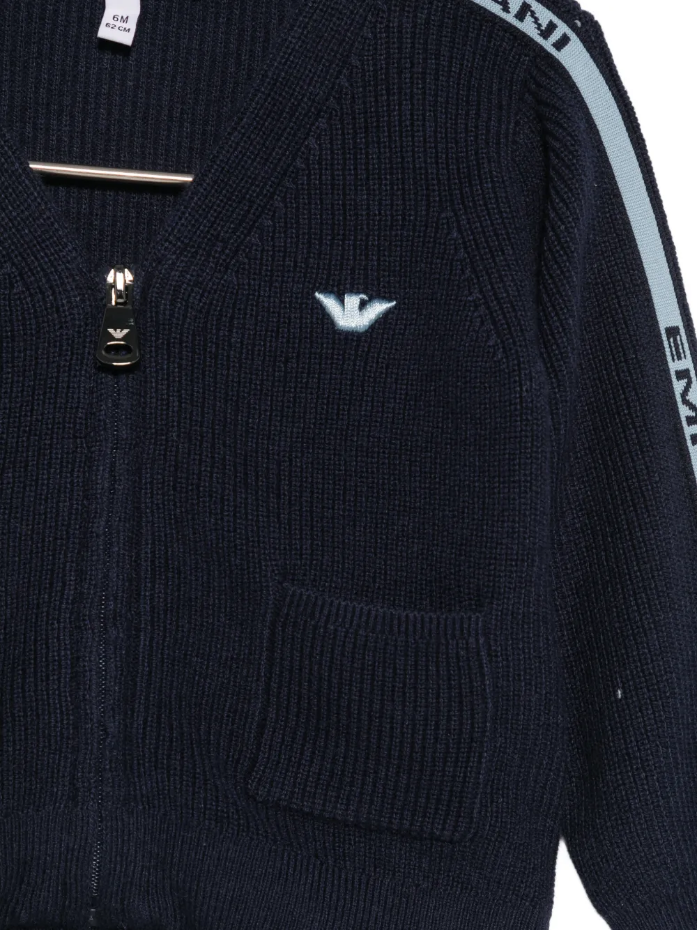 Emporio Armani Kids logo-detail zip-up cardigan Blauw