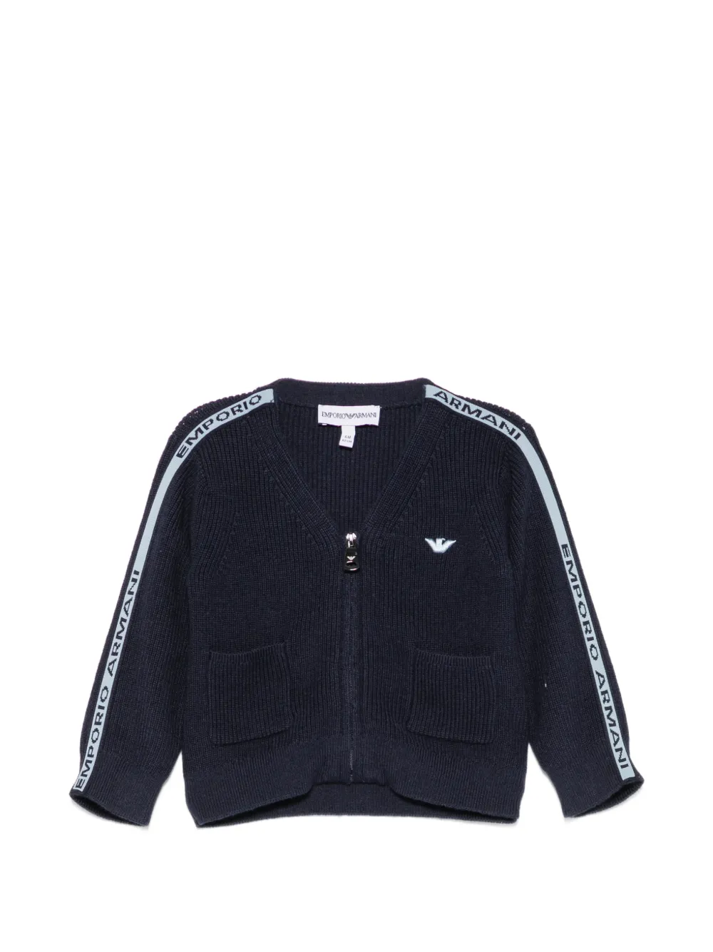 Emporio Armani Kids Cardigan con zip e logo - Blu