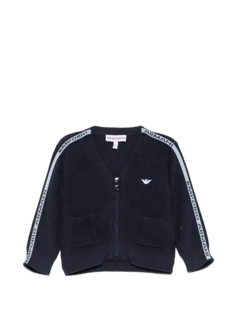 Emporio Armani Kids logo-detail zip-up cardigan