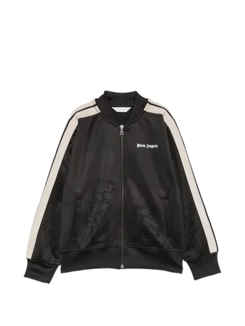Palm Angels Kids sudadera con apliques de strass y rayas laterales