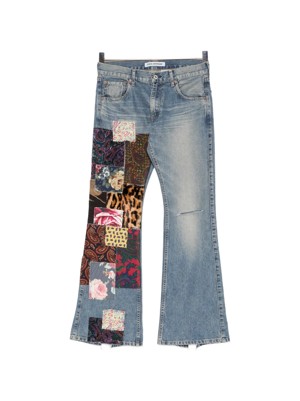 Junya Watanabe patchwork distressed jeans - Blu