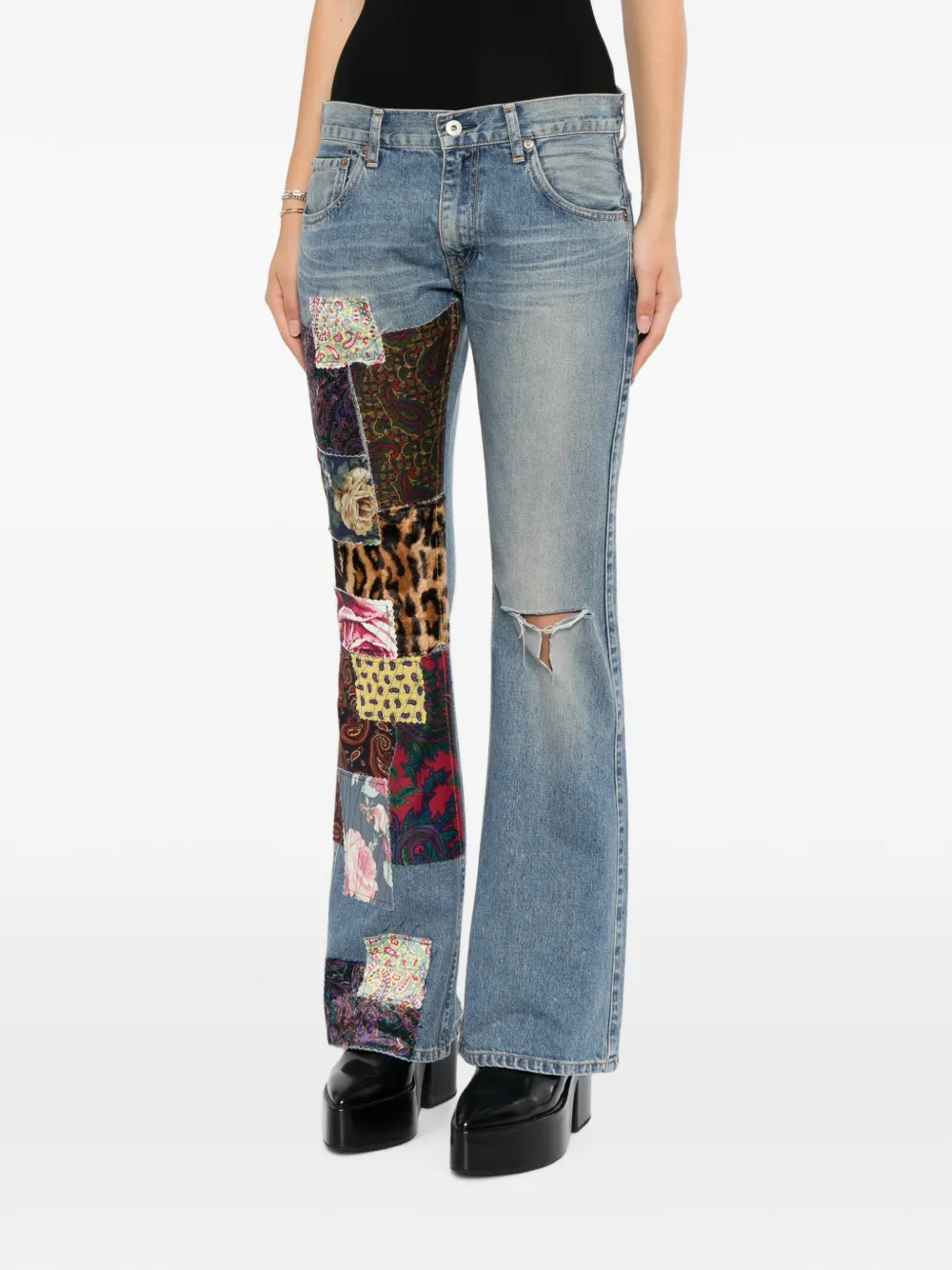 Junya Watanabe Jeans met patchwork Blauw
