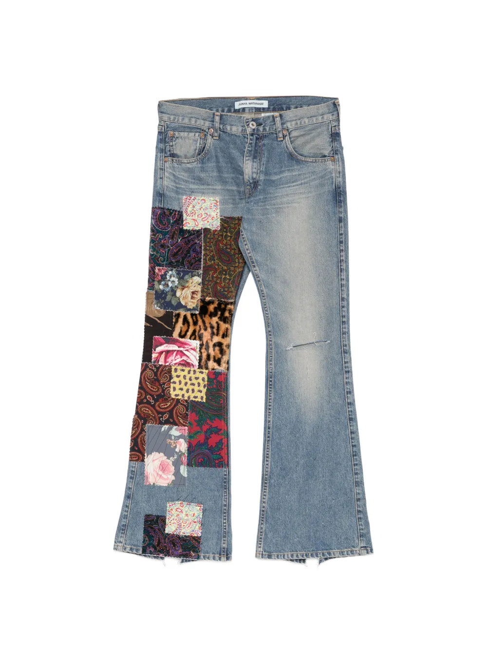 Junya Watanabe patchwork distressed jeans - Blu