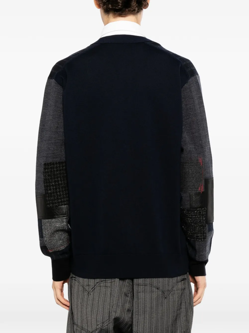 Junya Watanabe Jacquarded Patchwork Cardigan in Blue, view 4