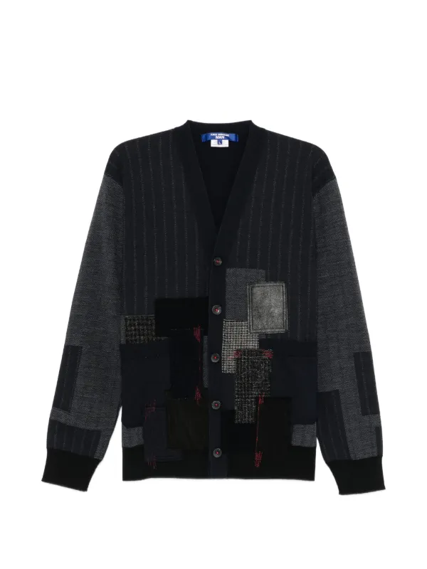 Junya Watanabe Jacquarded Patchwork Cardigan in Blue