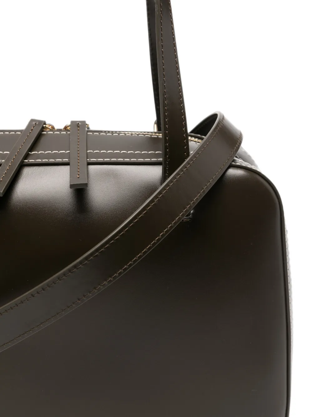 A.P.C. Leren schoudertas met contrasterende stiksels Bruin