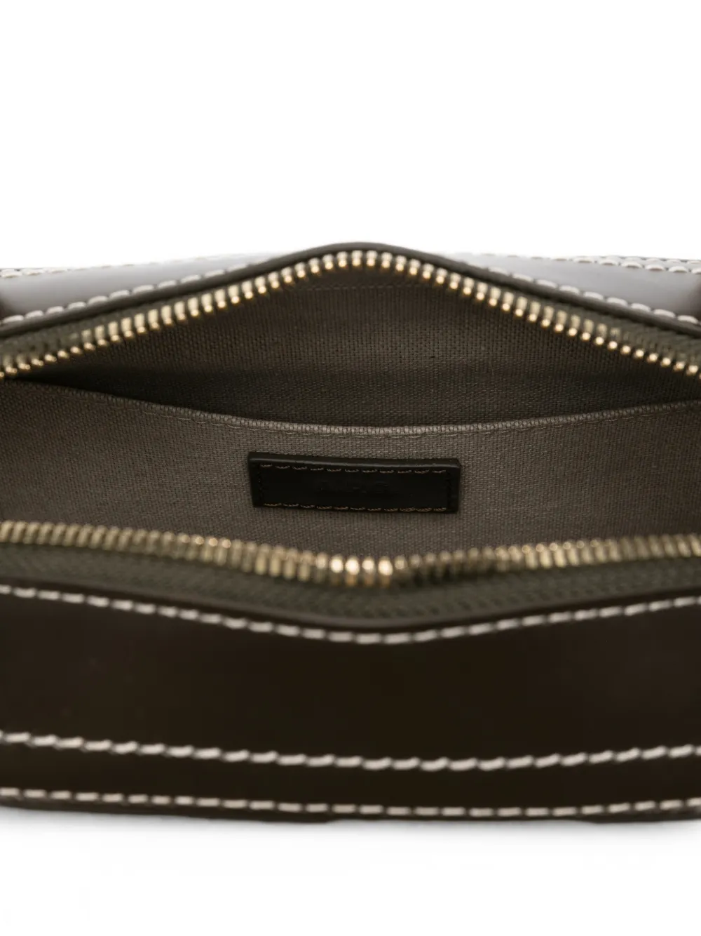 A.P.C. Leren schoudertas met contrasterende stiksels Bruin