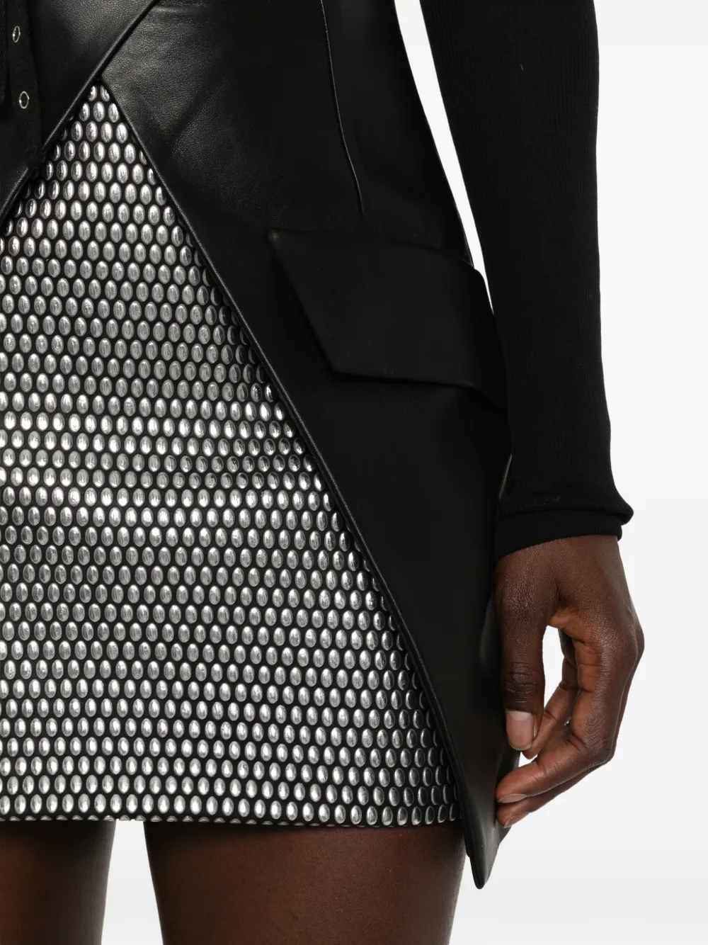 MITILIANE COUTURE Mini-rok met vlakken verfraaid met studs Zwart