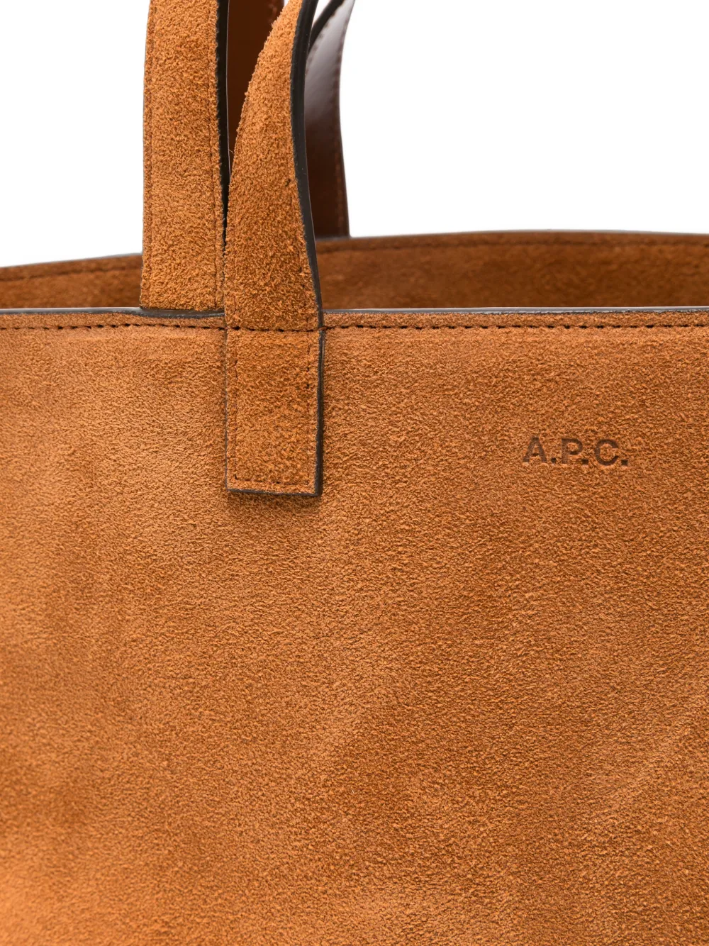 A.P.C. logo-embossed suede tote bag Bruin