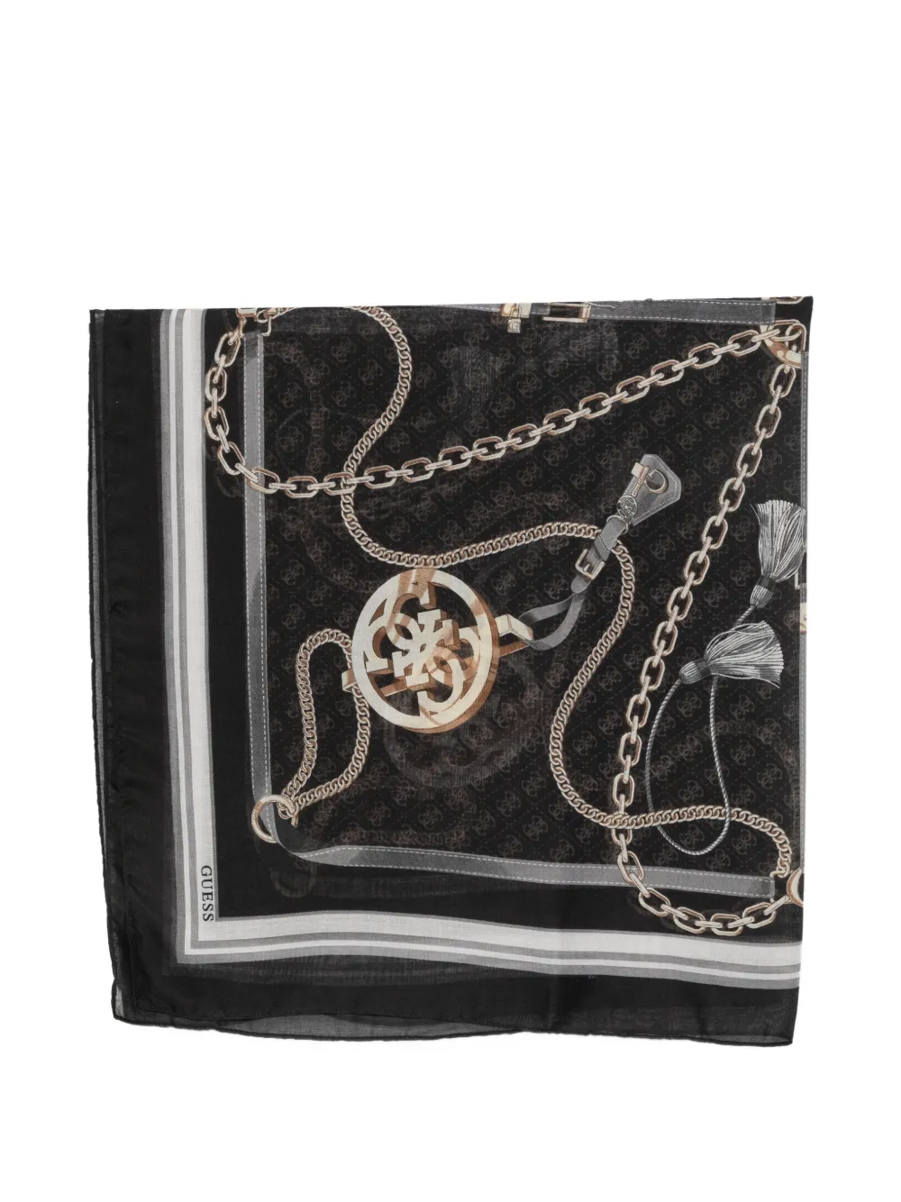 GUESS USA chain-print logo scarf - Nero